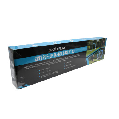 2in1 Pop-Up football goal with target net. Quick setup, lightweight, durable, includes carry bag.