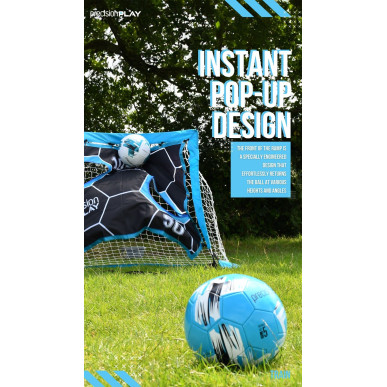 2in1 Pop-Up football goal with target net. Quick setup, lightweight, durable, includes carry bag.