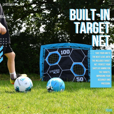 2in1 Pop-Up football goal with target net. Quick setup, lightweight, durable, includes carry bag.